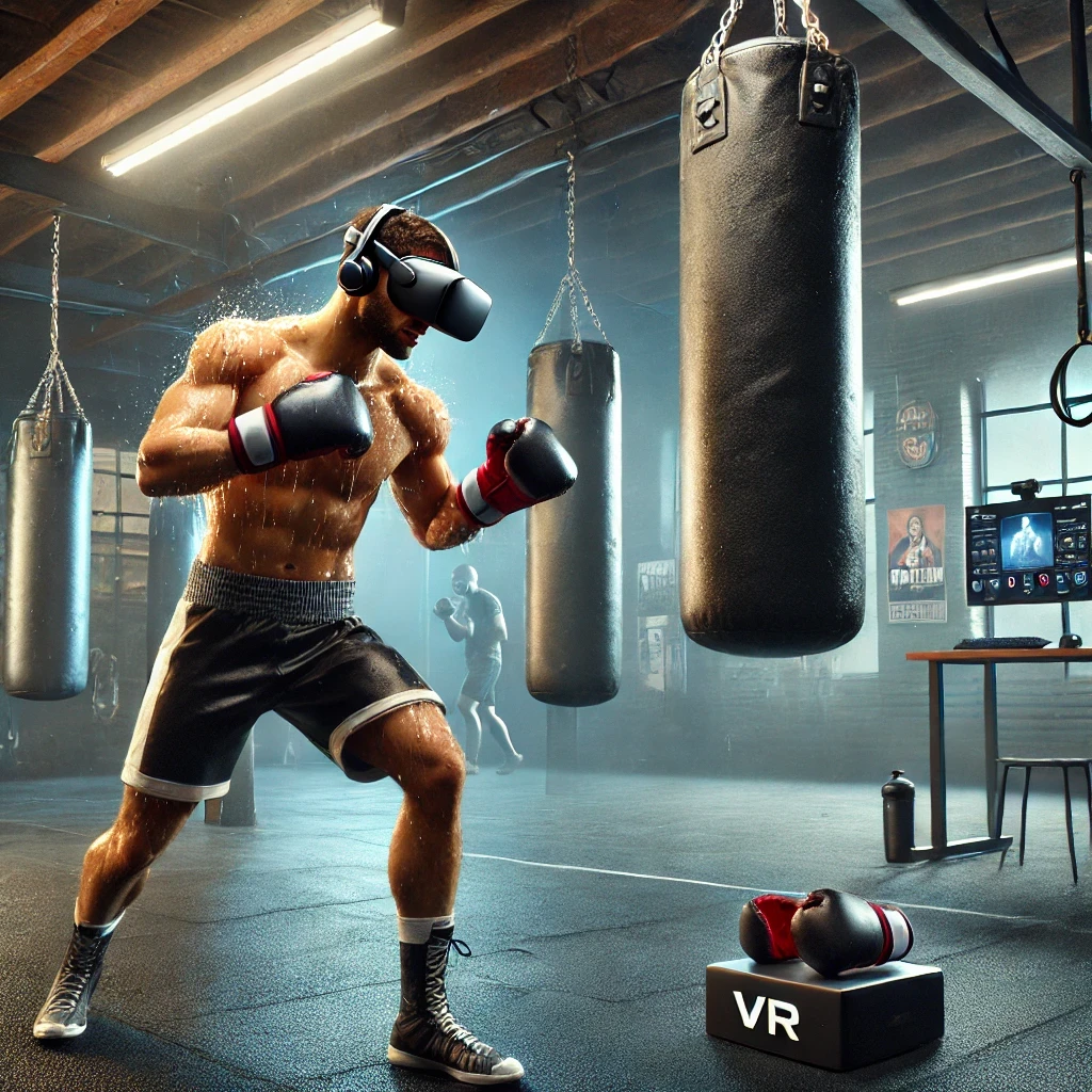 Realidad virtual utilizada para entrenar en el boxeo. Imagen generada por IA.