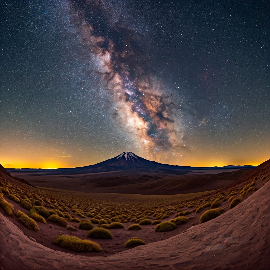 El firmamento nocturno sobre Chajnantor, Atacama. Imagen generada por IA.