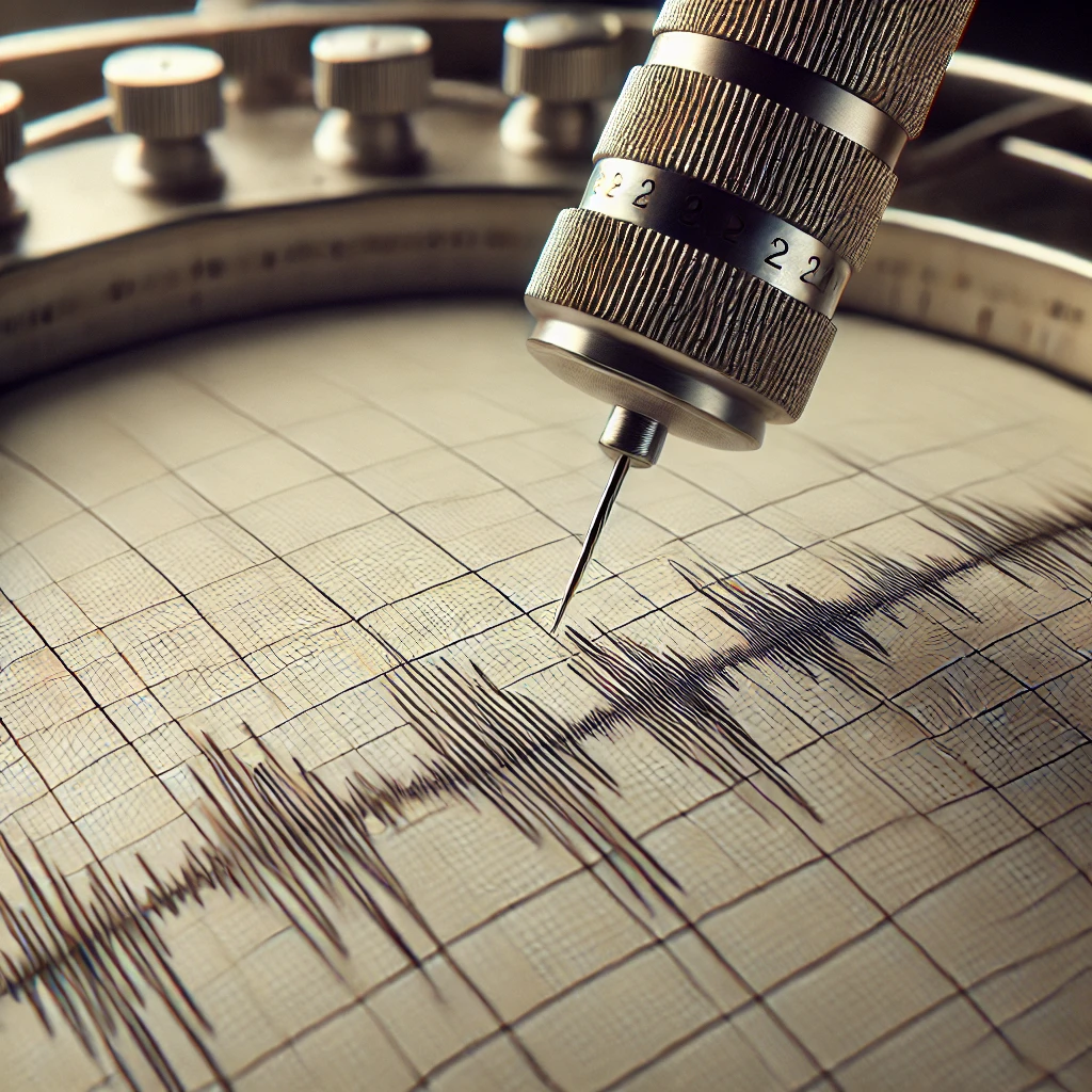 Sismógrafo analógico. Recreación generada por IA.