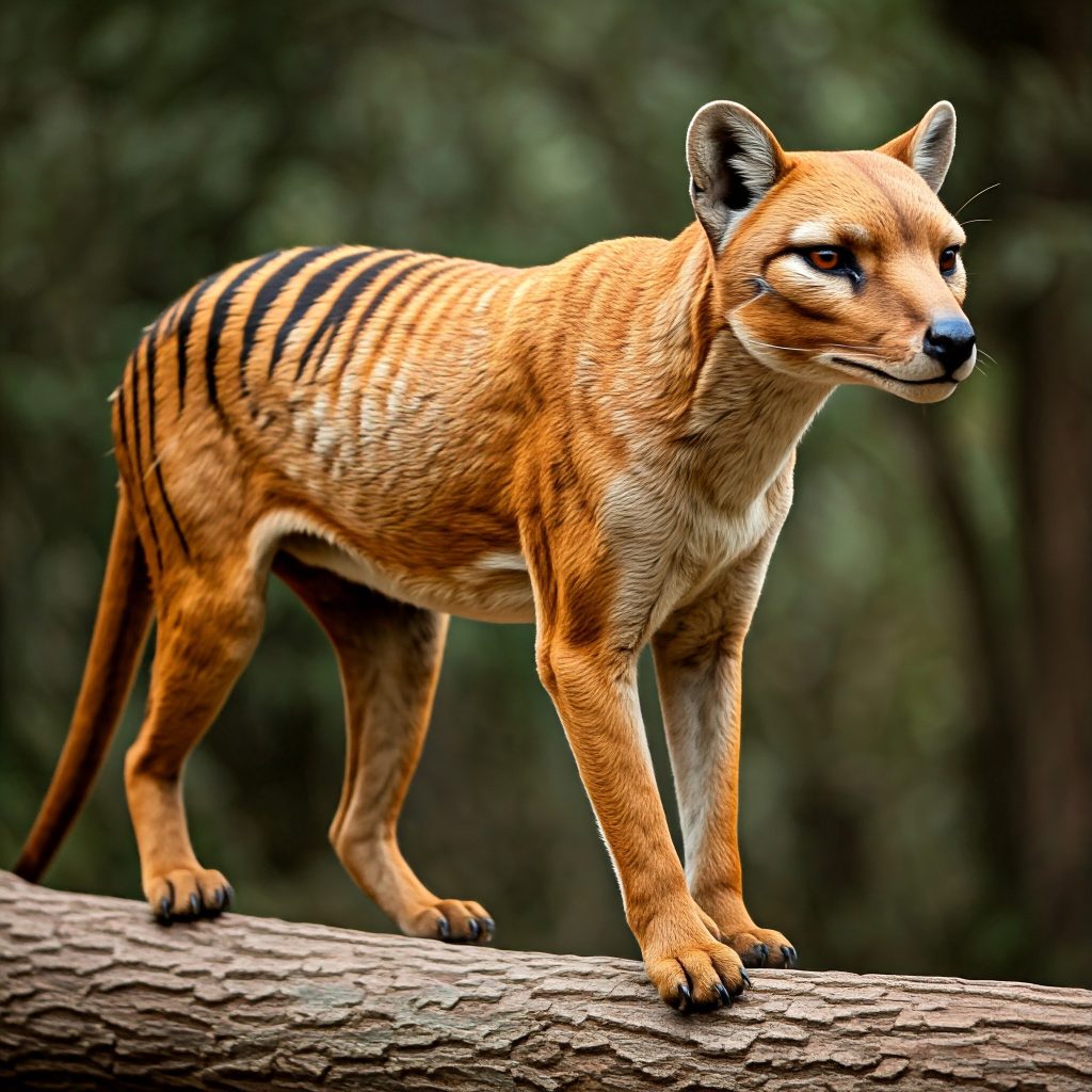 Recreación de un tigre de Tasmania generada por IA.