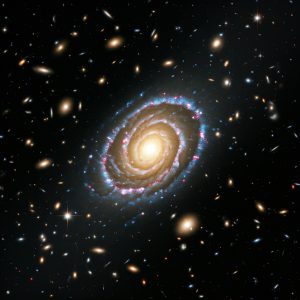 Representación artística de una galaxia espiral muy desarrollada en un universo muy primitivo y lejano