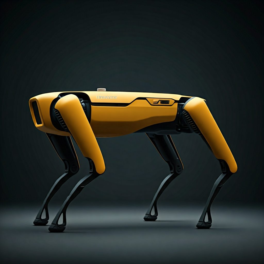 Representación artística generada por IA de Spot, el perro robot.