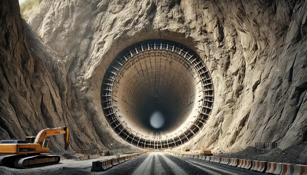 Recreación generada por IA de un túnel hecho por la tuneladora gigante china.