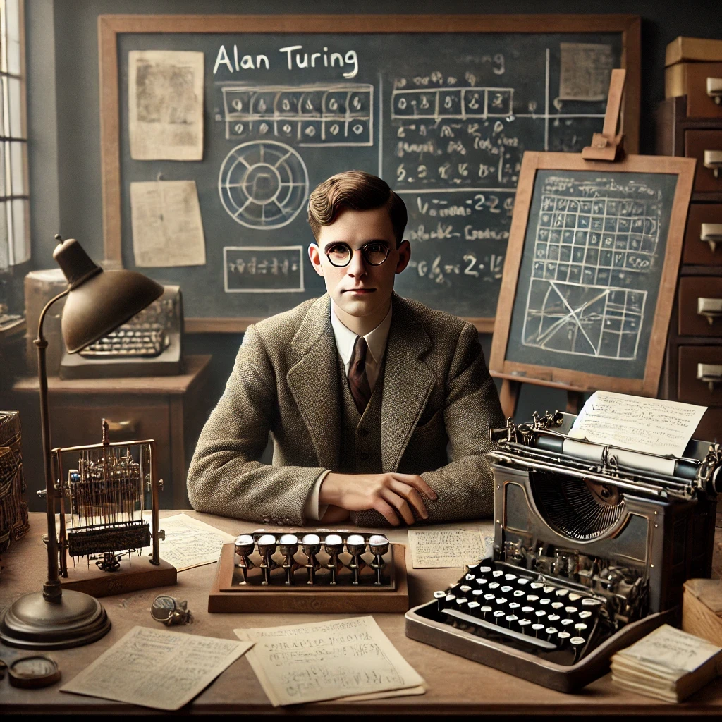 Recreación generada por IA de Alan Turing, padre de la informática moderna