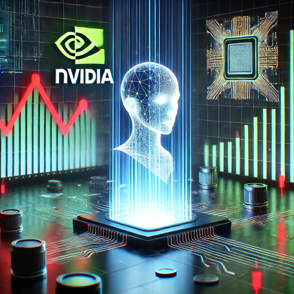 Representación artística generada por IA del uso de chips Nvidia para el campo de la inteligencia artificial y de cómo ha afectado a la compañía